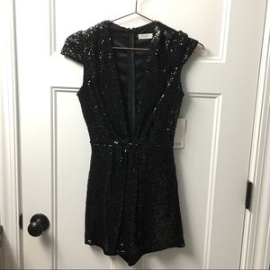 Tobi black sequin plunge romper